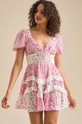 Pink Floral Mini Dress