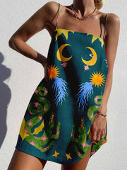 Teach Abstract Print Slip Mini Dress