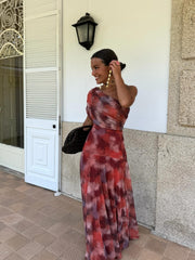 Red One Shoulder Maxi Dress