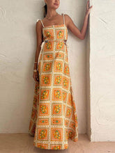 Yellow Lemon Print Slip Maxi Dress