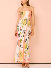 Yellow Floral Bowtie Bandeau Dresses