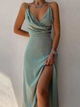 Elegant Surplice High Slit Midi Dress