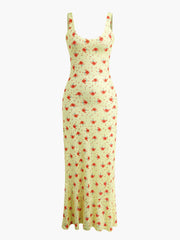 Yellow Floral Sleeveless Maxi Dress
