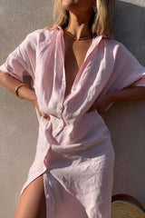 Simple Long Shirt Midi Dress