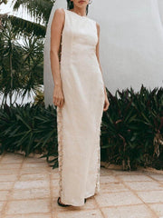 Hoop-Embellished Sleeveless Midi Dress