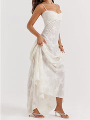 Cream Textured Surface Slip Maxi Dress