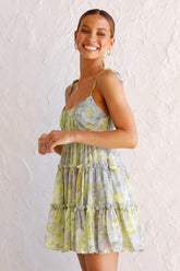 Green Floral Slip Mini Dress