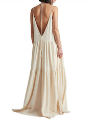 Beige Tiered Halter Maxi Dress