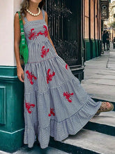 Blue Plaid Camisole Midi Dress