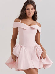 Peach Pink Off-Shoulder Mini Dress
