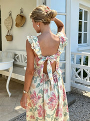 Pastel Floral Bowtie Maxi Dress