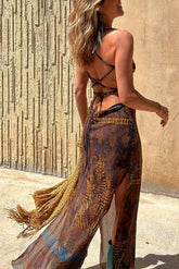 Gypsy Style Cowl Neck Slip Midi Dress