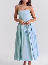 Sky Blue Strapless Midi Sundress