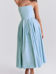 Sky Blue Strapless Midi Sundress