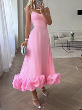 Chic Flounce Hemline Slip Midi Dress