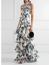 Blue Floral Tiered Maxi Dress
