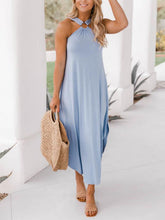 Light Blue Halter Midi Dress
