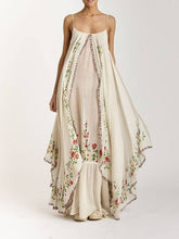 Beige Floral Loose Slip Maxi Dress