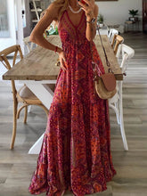 Vintage Floral Print Beach Maxi Dress