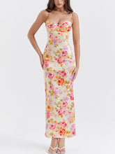 Orange Floral Sexy Midi Dress
