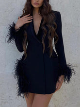 Black Feather Edge Mini Dress