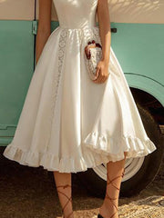 White Empire Waist Midi Dress