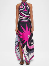 Fushcia Abstract Print Halter Top and Skirt Set