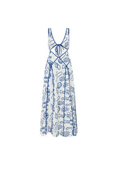 Blue Vintage Floral Maxi Dress