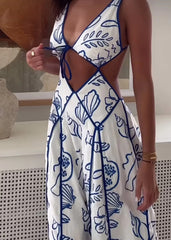 Blue Vintage Floral Maxi Dress