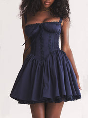 Navy Blue Corset Mini Dress