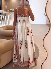 Red Cherry Print Slip Maxi Dress