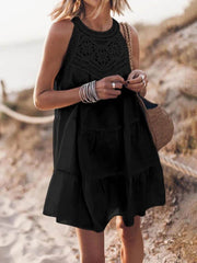 Crochet Lace Yoke Mini Dress