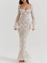 Cream Crochet Lace Maxi Dress