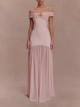 Pink Off the Shoulder Sheath Maxi Dress