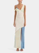 Beige Color Block Midi Dress