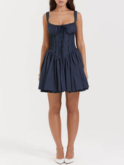 Navy Blue Corset Mini Dress