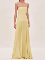 Yellow Strapless Maxi Dress