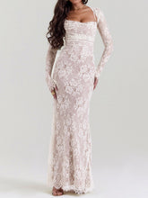 Delicate Crochet Lace Long Sleeves Maxi Dress