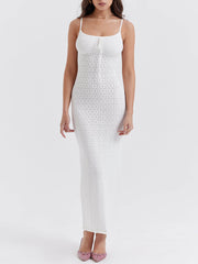 White Knit Bodycon Maxi Dress