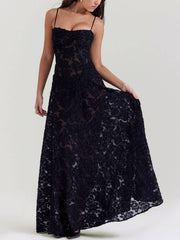Black Floral Lace Maxi Dress