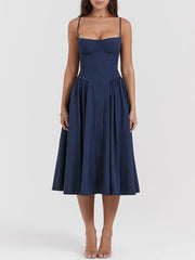 Navy Blue Slip Midi Dress
