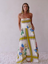 Tropical Floral Strapless Maxi Dress