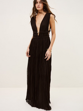 Midnight Goddess Black Plunging Maxi Dress