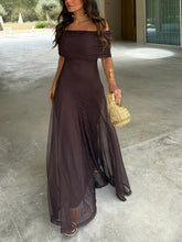 Versatile Off Shoulder Mesh Maxi Dress