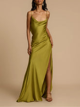 Elegant Satin High Slit Maxi Dress