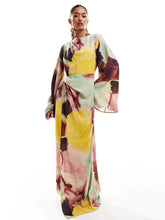 Abstract Watercolor Print Maxi Dress