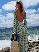 Blue Crochet Knit Beach Dress