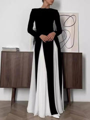 Glam Black Paneled Tulle Skirt Maxi Dress