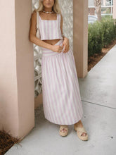 Pink And White Striped Tank and Skirt Two Piece Set