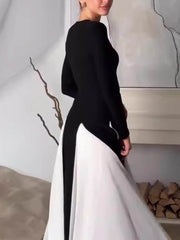 Glam Black Paneled Tulle Skirt Maxi Dress